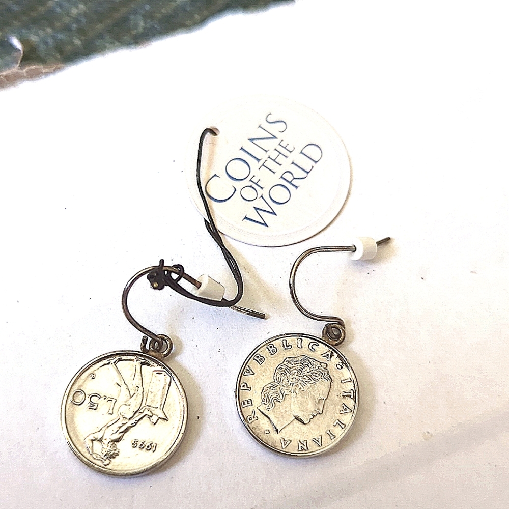 Italian lire coin earings